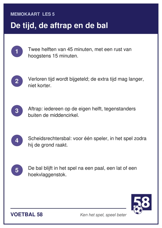 Memokaart van les 5