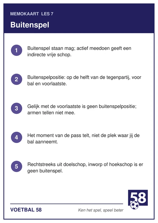 Memokaart van les 7