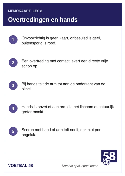 Memokaart van les 8