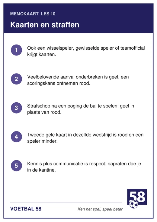 Memokaart van les 10