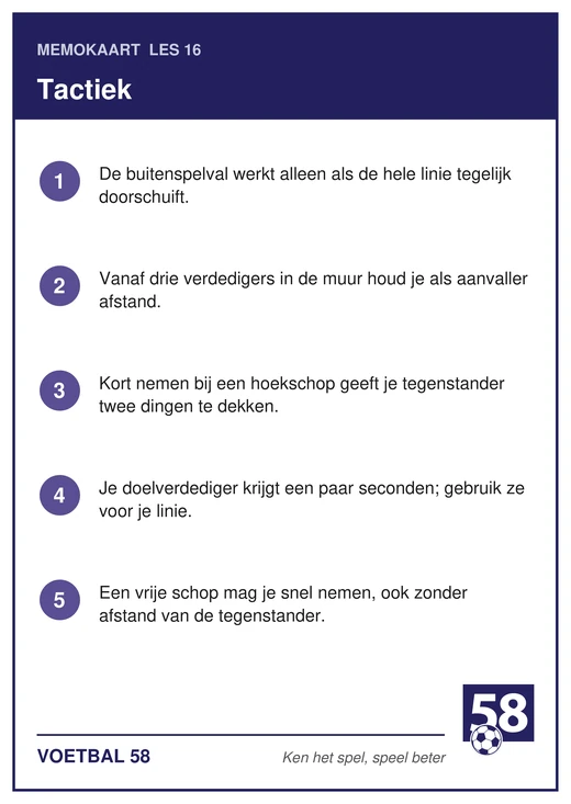 Memokaart van les 16